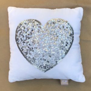 PB Teen soft heart sequin pillow